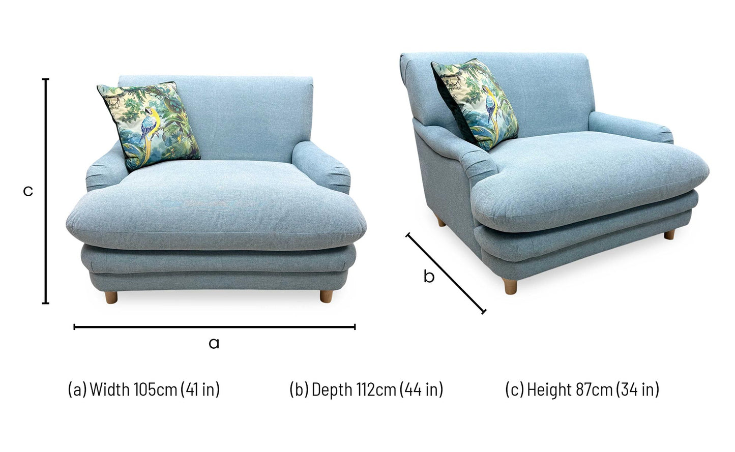 'Plumpton' Duck Egg Blue Fabric Armchair