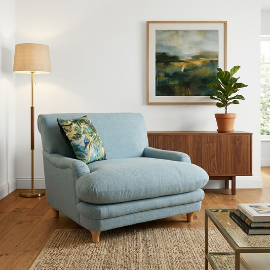 'Plumpton' Duck Egg Blue Fabric Armchair
