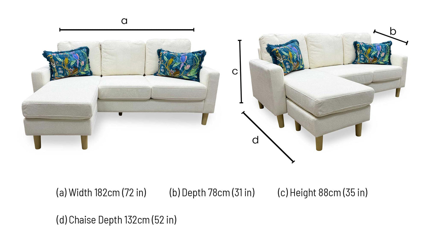 'Pad' Natural Fabric Compact Left Hand Facing Corner Sofa