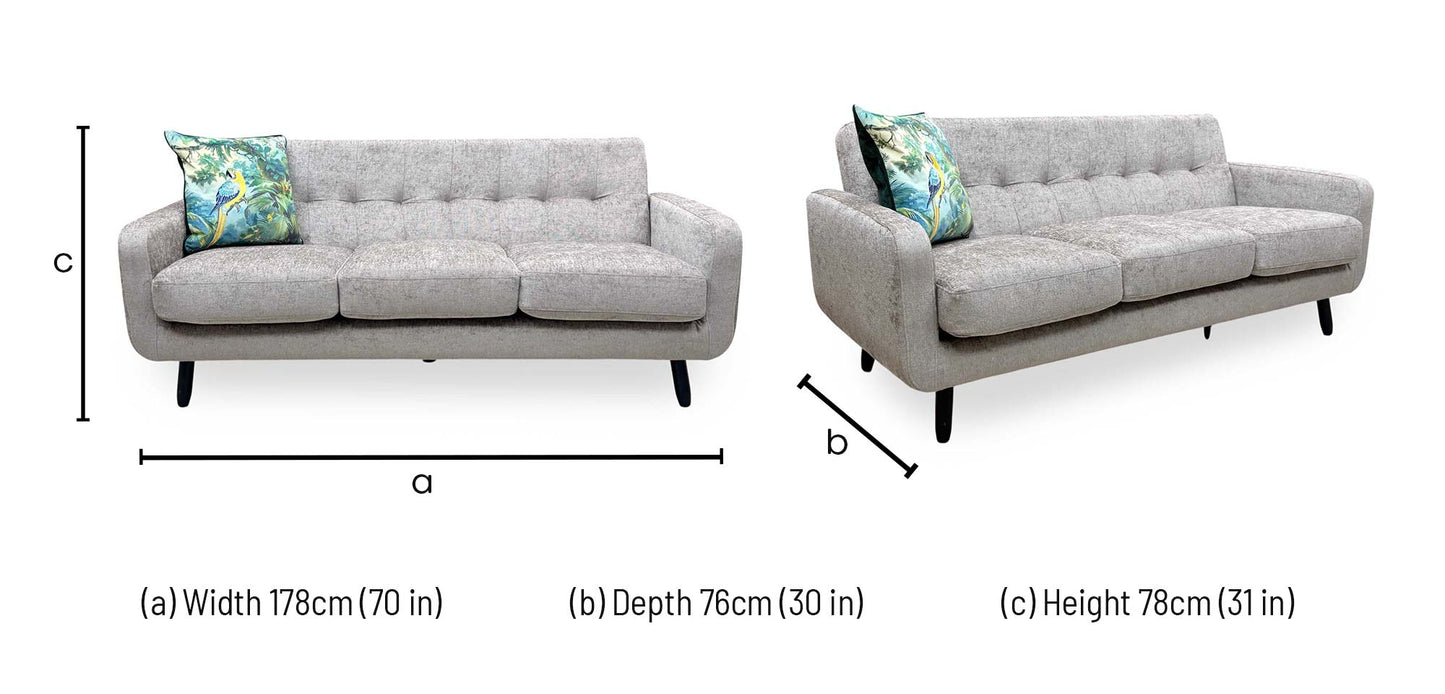 'Oslo' Natural Fabric 3 Seater Sofa