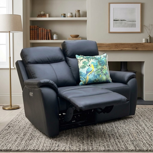 ‘Kingsmere’ Black Leather 2 Seater Power Recliner Sofa