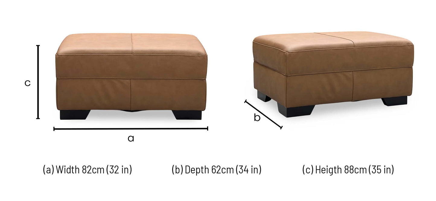 ‘Hampshire’ Brown Italian Leather Footstool