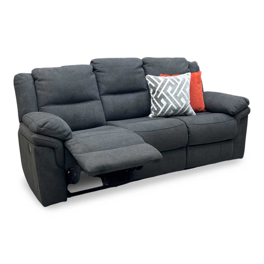 Full View ‘Albion’ contemporary 3-seater manual recliner sofa, beautifully tailored in ultra-soft, textured Grey Chenille fabric.