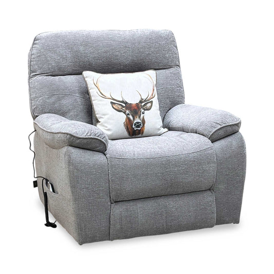 ‘Paulo’ Grey Fabric Electric Rise and Recline Massage Armchair with Heating Function