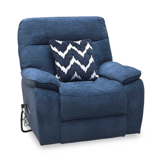 ‘Paulo’ Blue Fabric Electric Rise and Recline Massage Armchair with Heating Function
