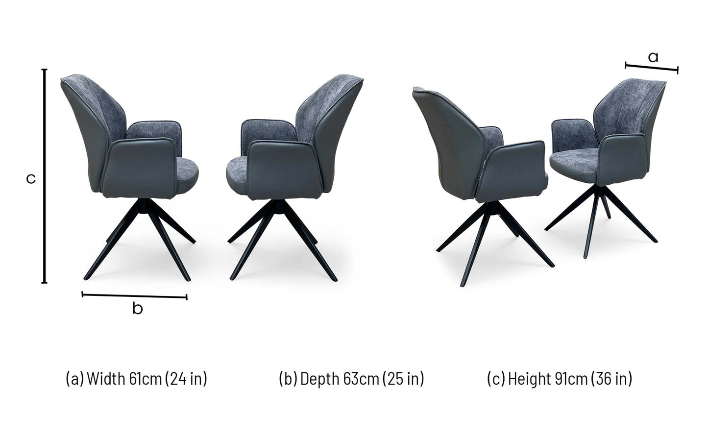 ‘Julio’ G6 Anthracite Grey Fabric Pair of Dining Arm Chairs