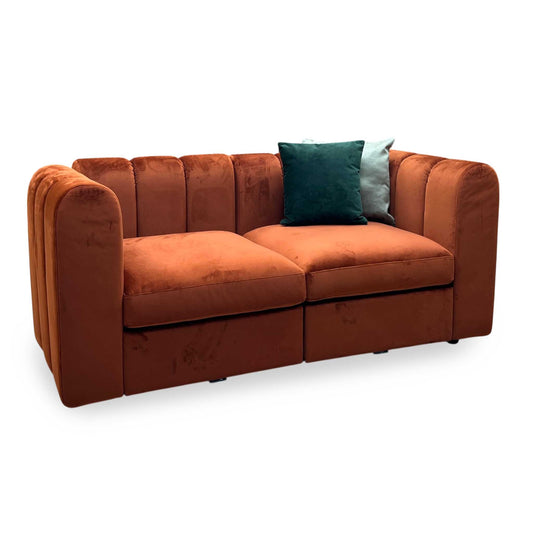 Full View ‘New Sofables So Together’ contemporary modular corner sofa suite, beautifully upholstered in vibrant Rust Orange Sofables Splendour fabric.