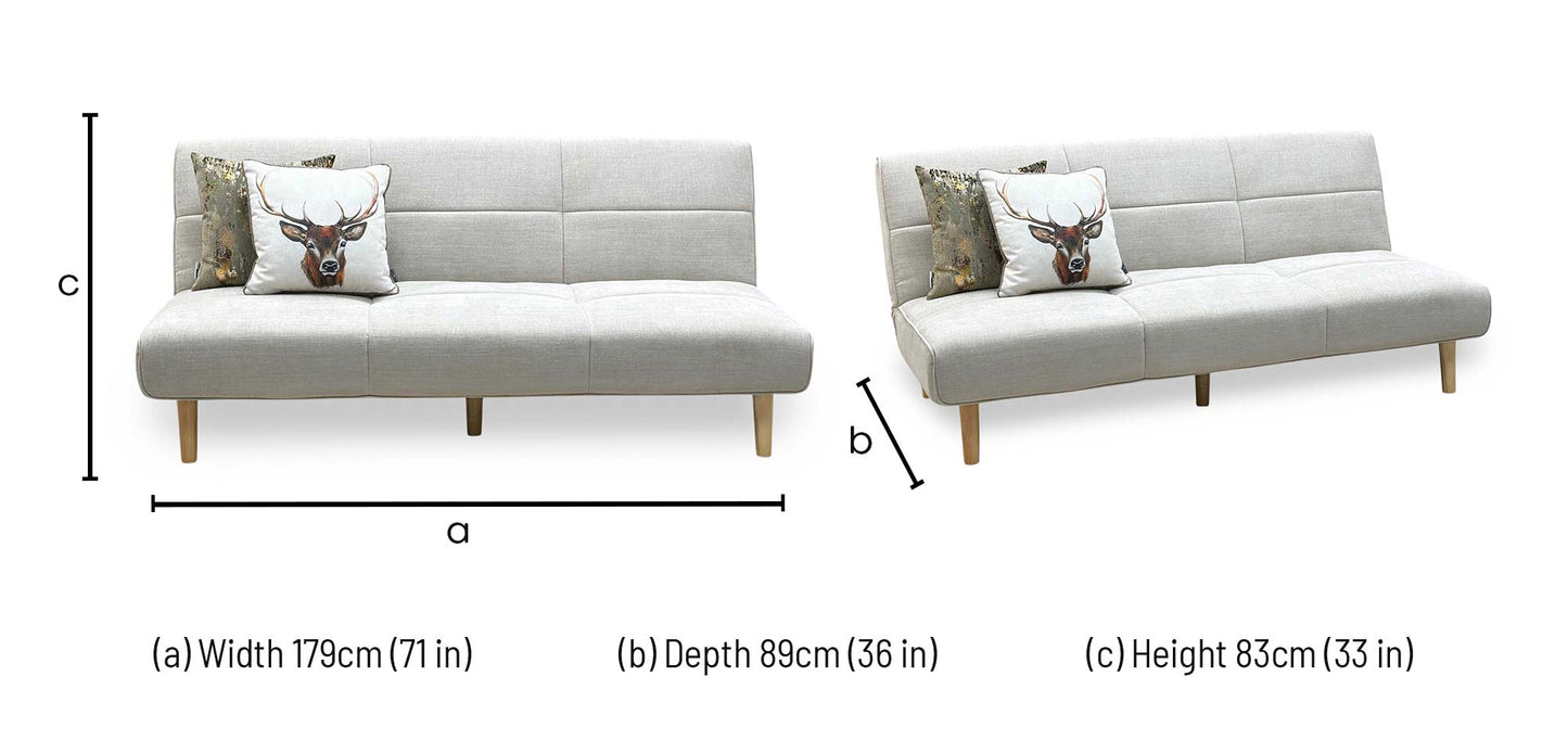 ‘Miyagi’ Beige Linen Fabric Futon Sofa Bed