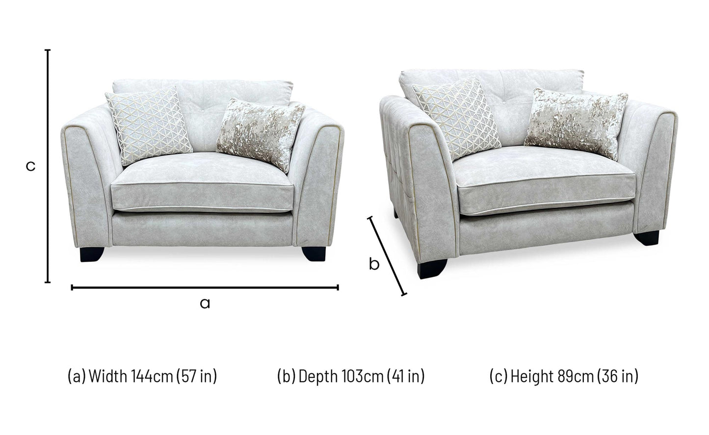 ‘Mariah’ Dapple Ivory-Tri Brass Insert Fabric Classic Back Snuggler Chair