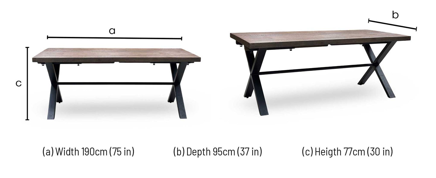 'Mars' Dark Oak Solid Oak 190cm Dining Table with X-Shaped Legs