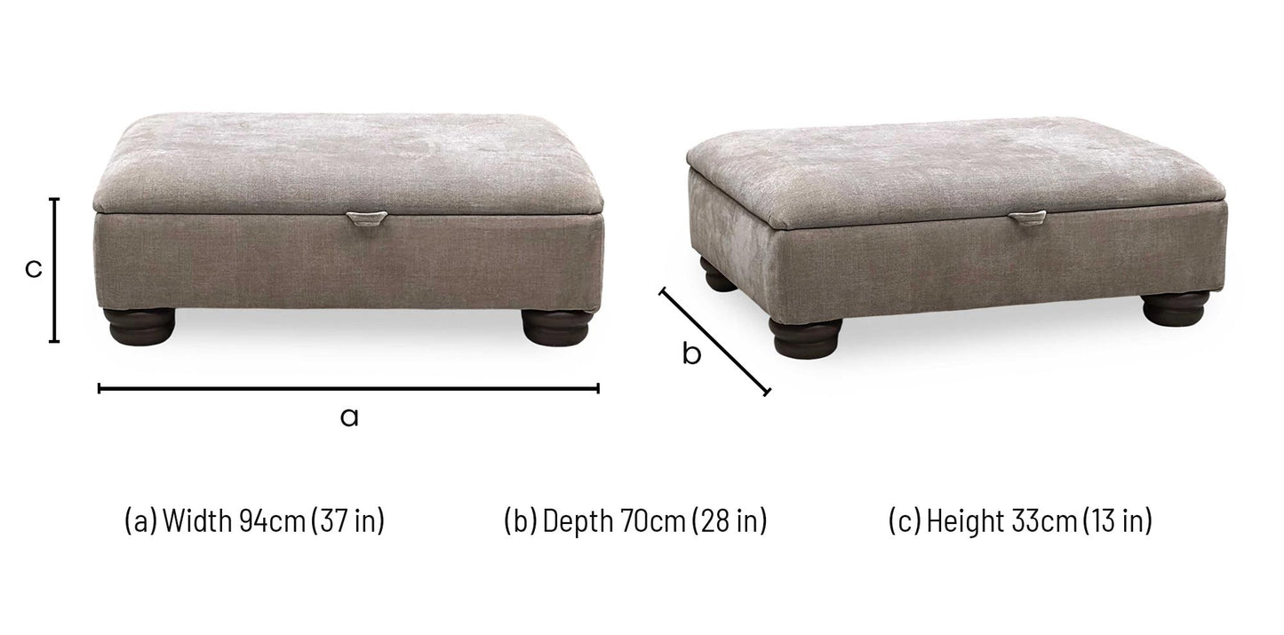 ‘Brianna’ Taupe Fabric Storage Footstool Furniture Village