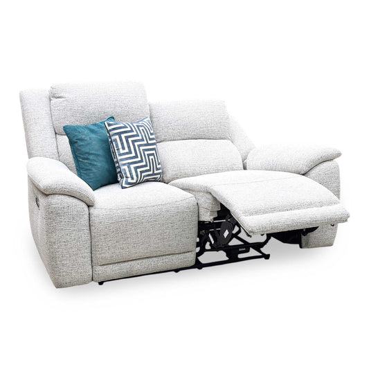 ‘Utah’ Stone Grey We-0102 Fabric 2 Seater Power Recliner Sofa with Power Headrests, Power Lumbar and Heated Seats