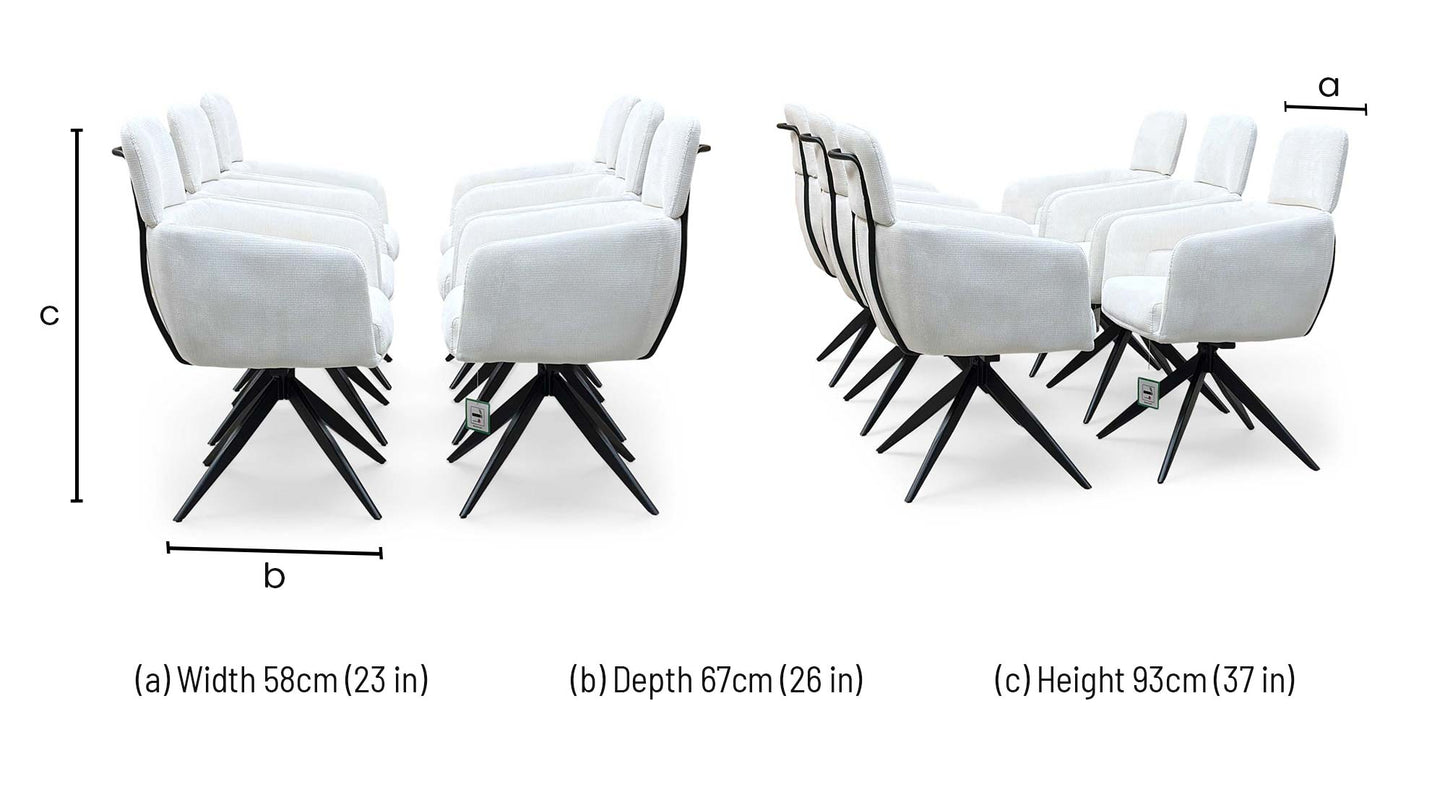 ‘Jason’ White Corduroy Fabric Swivel Dining Chair - Set Of 6