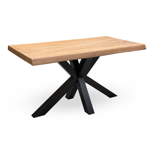 Bodahl 'Terra' 6 Bassano Solid Oak Raw Edge 140cm Dining Table with Metal Star Base Furniture Village