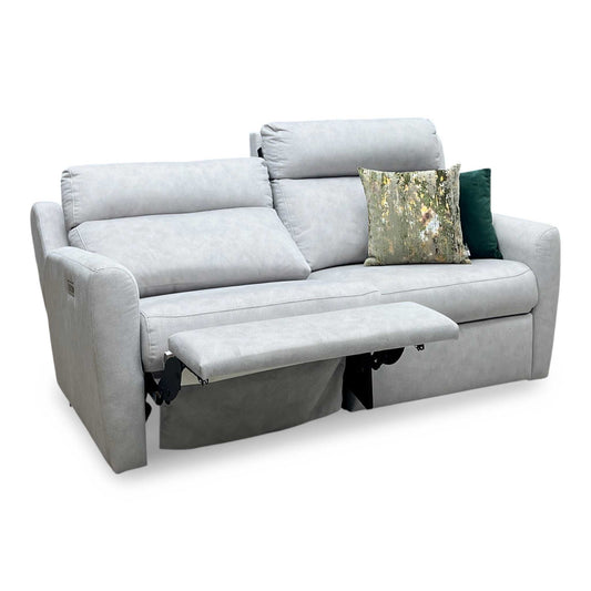 Full View ‘G Plan Wren’ contemporary 3-seater power recliner sofa, beautifully upholstered in a sophisticated Stingray Charcoal Grey fabric.