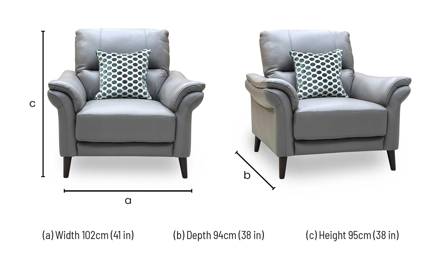 ‘Winner’ Oslo Cat-4015 Elephant Grey Leather Armchair