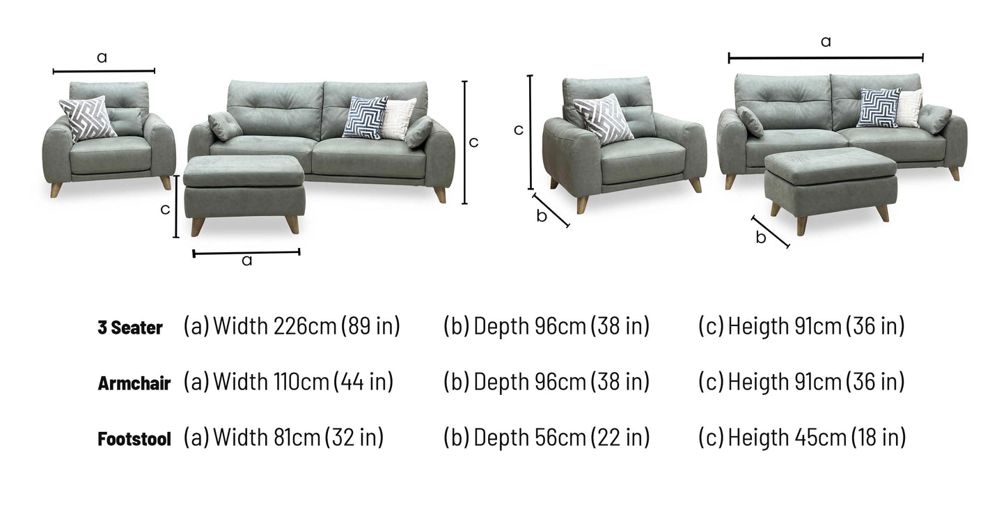 ‘Malmo’ Bfa-Ori-R12 Olive Green Fabric 3 Seater Sofa + Chair + Coffee Table Storage Footstool
