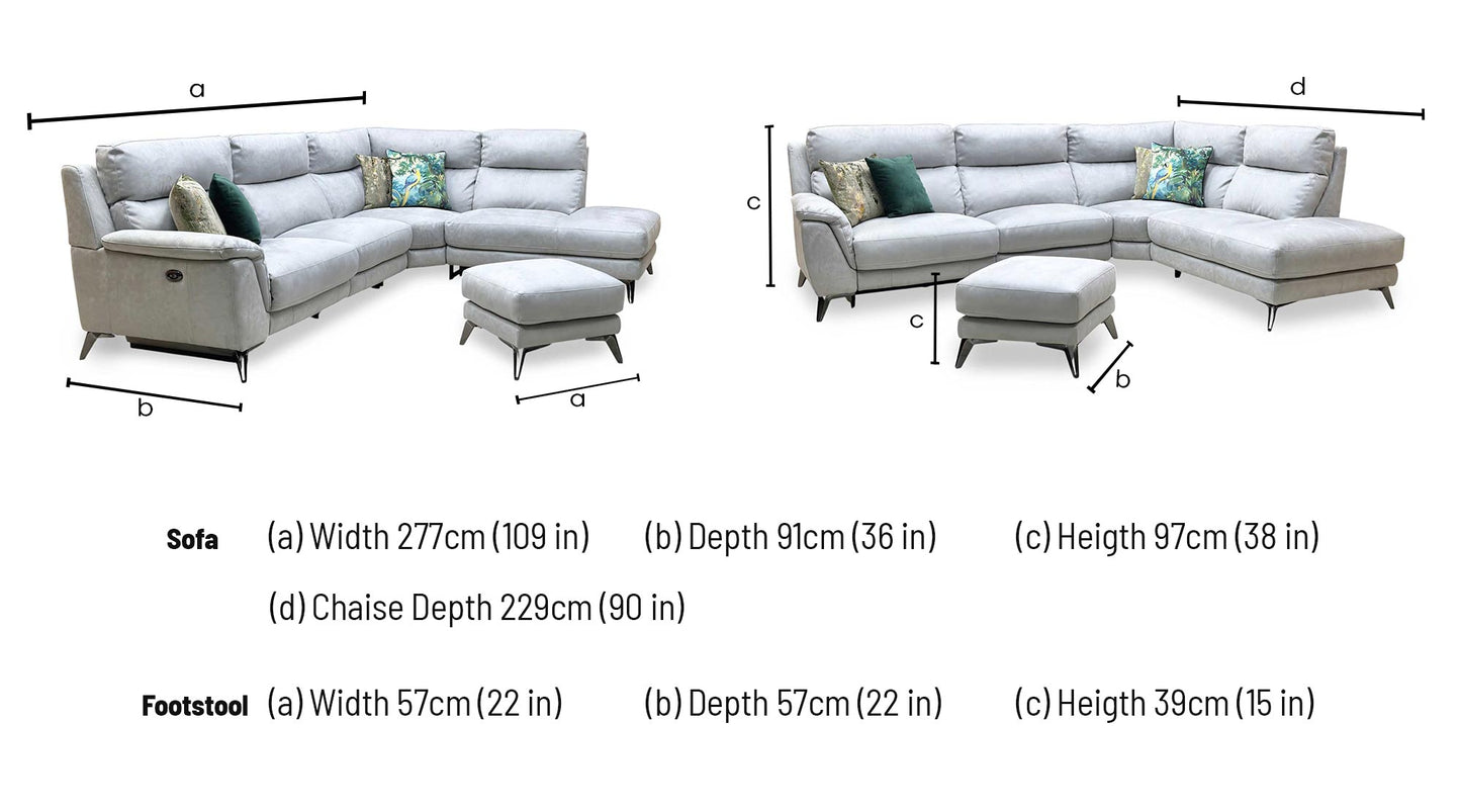 ‘Contempo’ Bfa-Ori-R07 Bluish Grey Fabric Right Hand Facing Power Recliner Corner Sofa