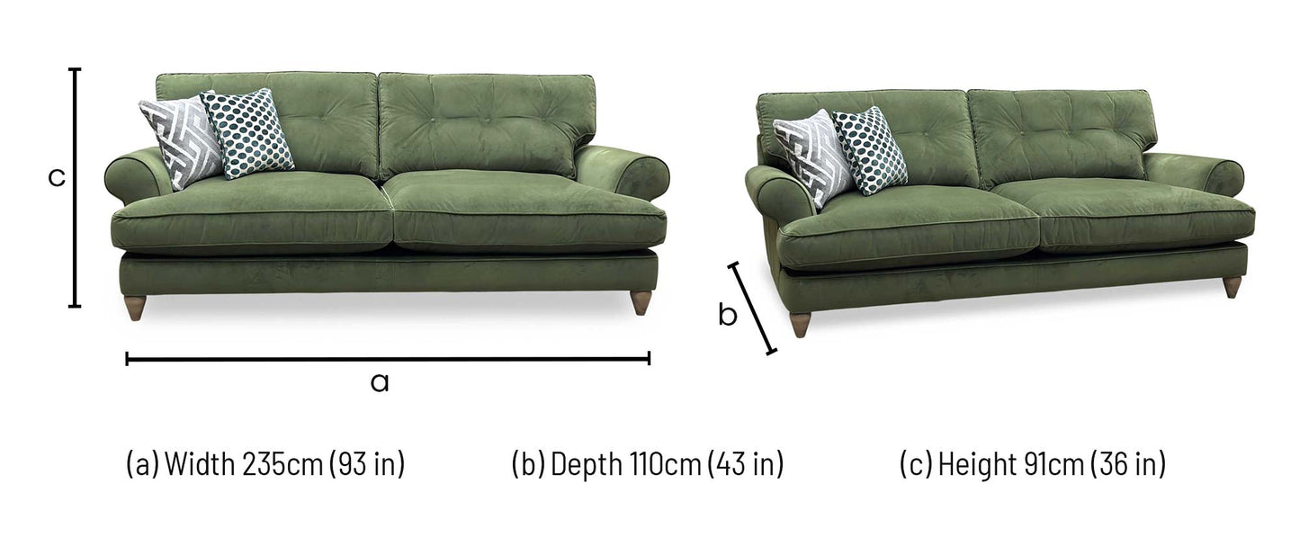 The Lounge Co. ‘Bronwyn’ Woo160 Woodland Moss Green Fabric 4 Seater Classic Back Sofa
