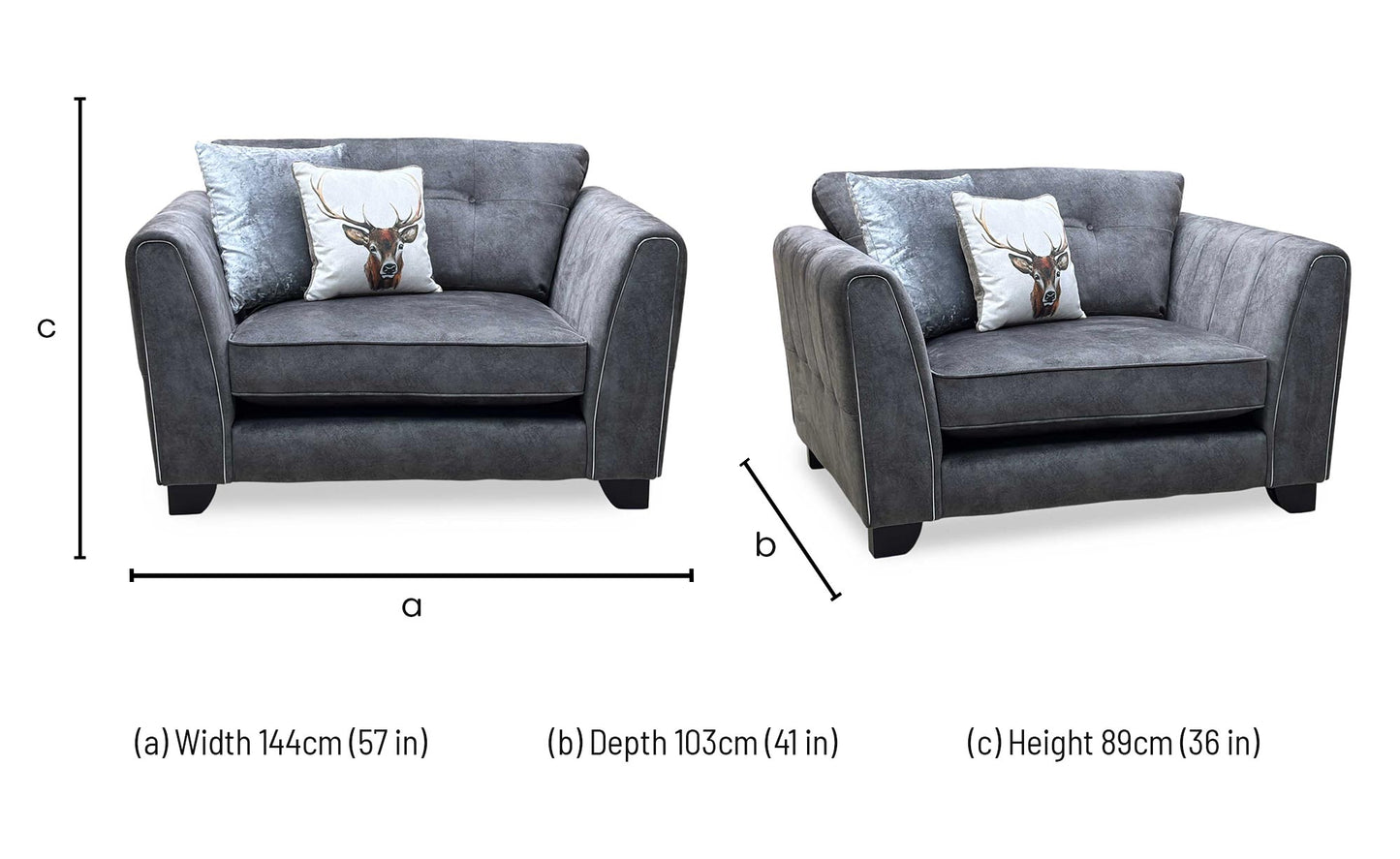 ‘Mariah’ Dapple Moleskin-Tri Chrome Fabric Classic Back Snuggler Chair