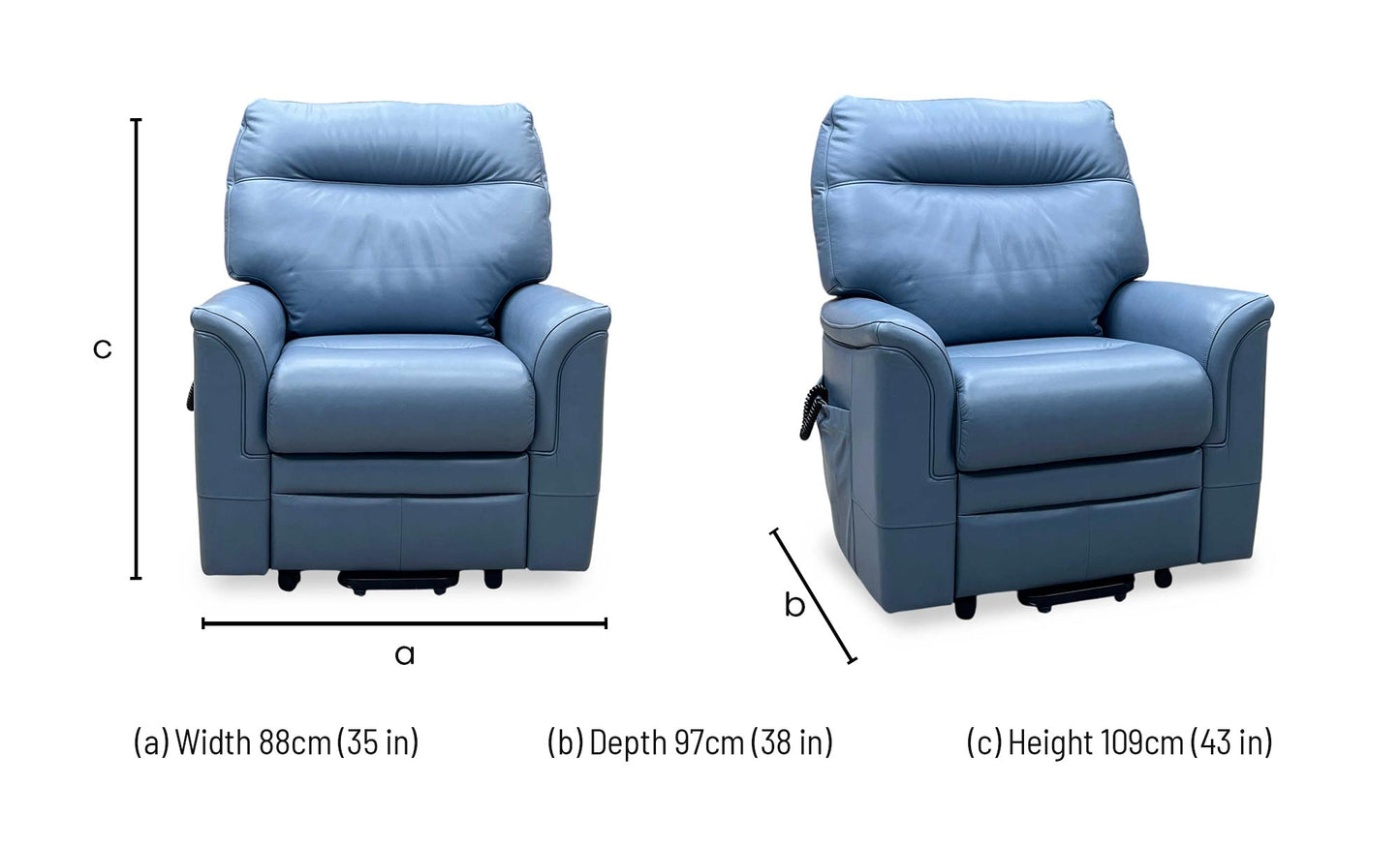 G Plan ‘Malvern’ L857 Cambridge Sky Blue Leather Small Rise and Recliner Chair