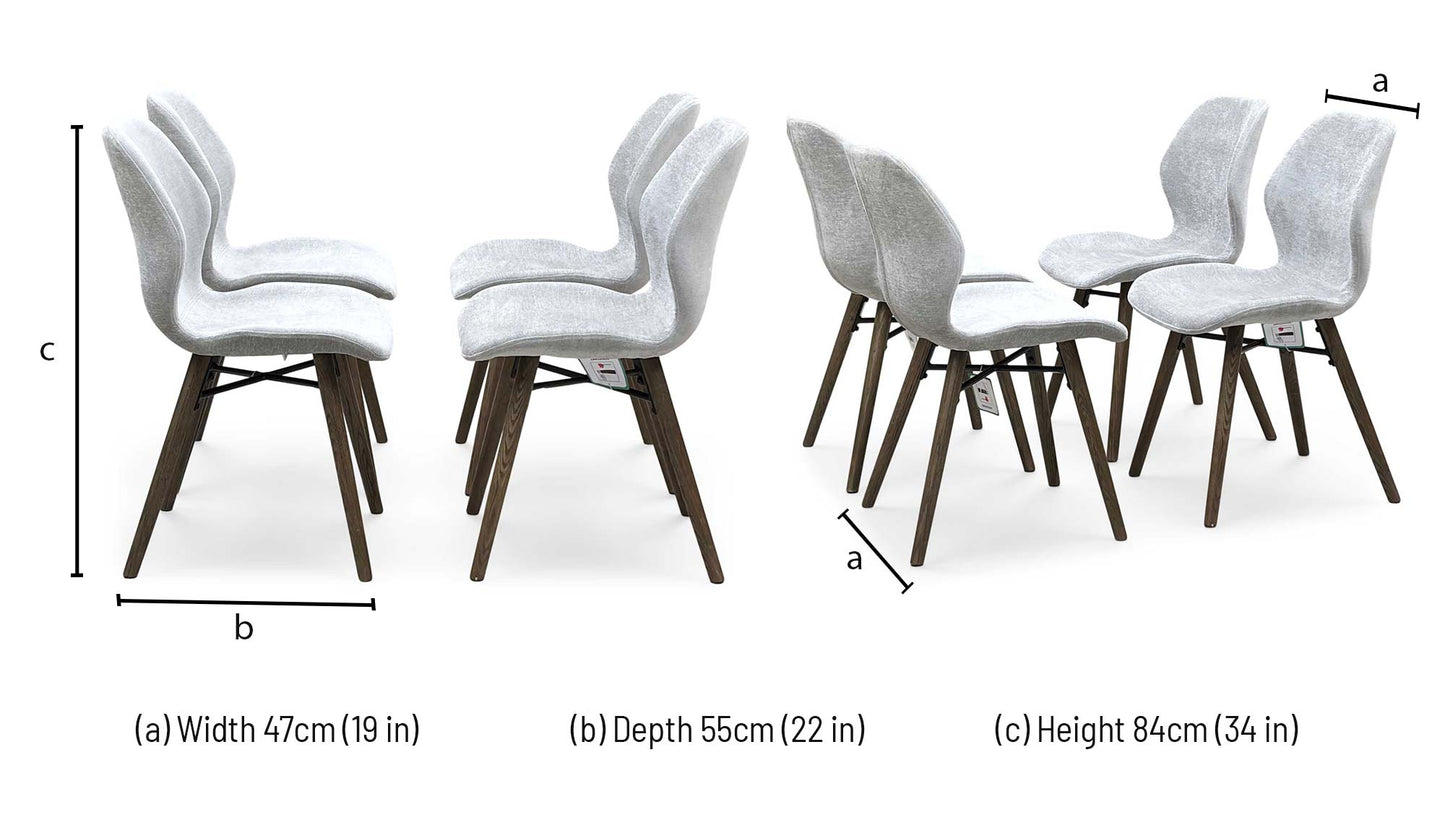 ‘Stockholm’ Grey Upholstered Dark Oak Set of 4 Dining Chairs