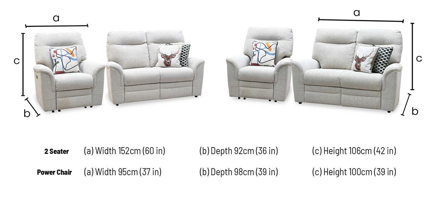 Parker Knoll 'Hudson 23' Caledonian Stone Grey 001300-0055 Fabric 2 Seater Sofa Power Recliner + Chair with Power Headrest and Power Lumbar Furniture Village