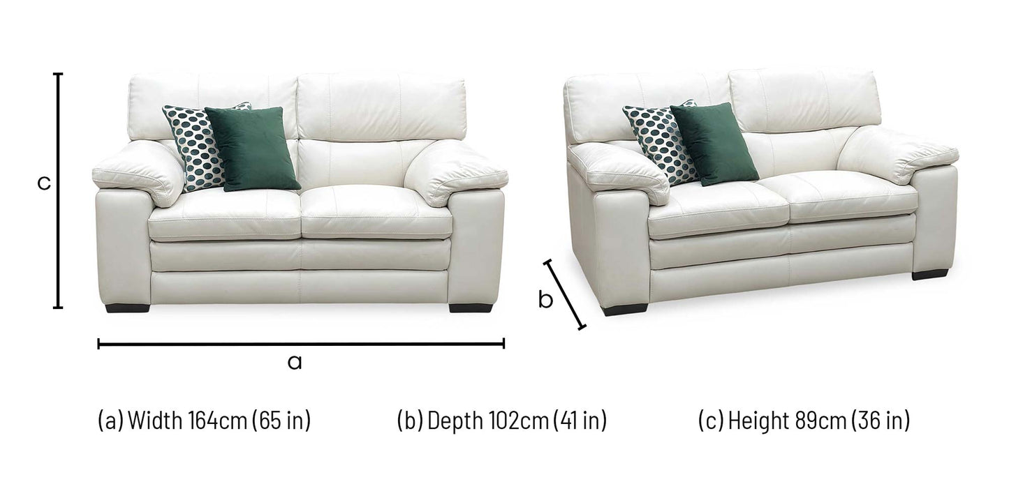 World of Leather 'Cozee' Nw-521e Frost White Pure Premium Leather 2 Seater Sofa