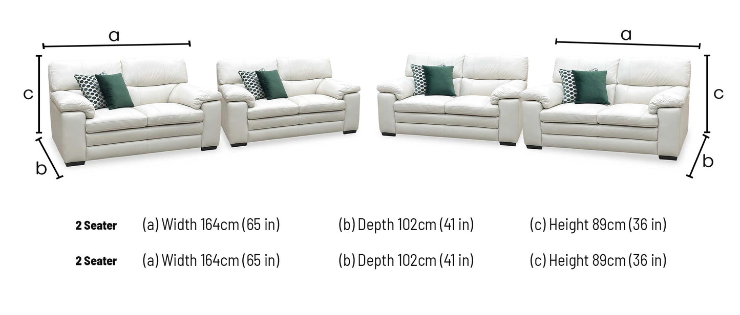 World of Leather 'Cozee' Nw-521e Frost White Pure Premium Leather 2 + 2 Seater Sofa Set Furniture Village