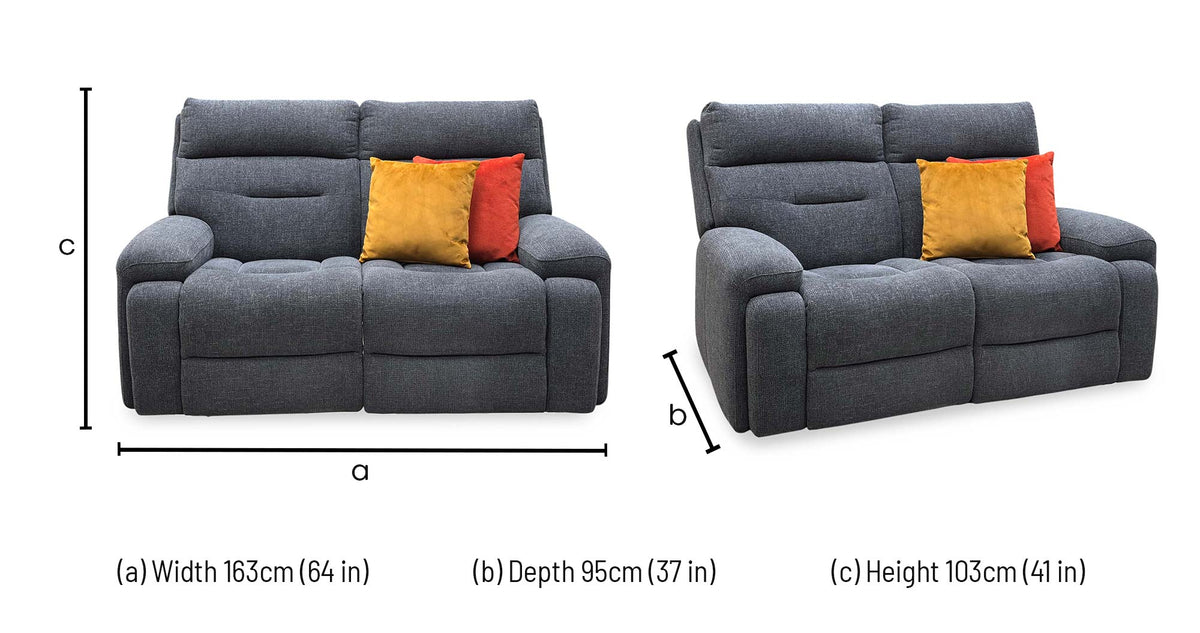 'Cinemax' Charcoal Grey Fabric 2 Seater Sofa