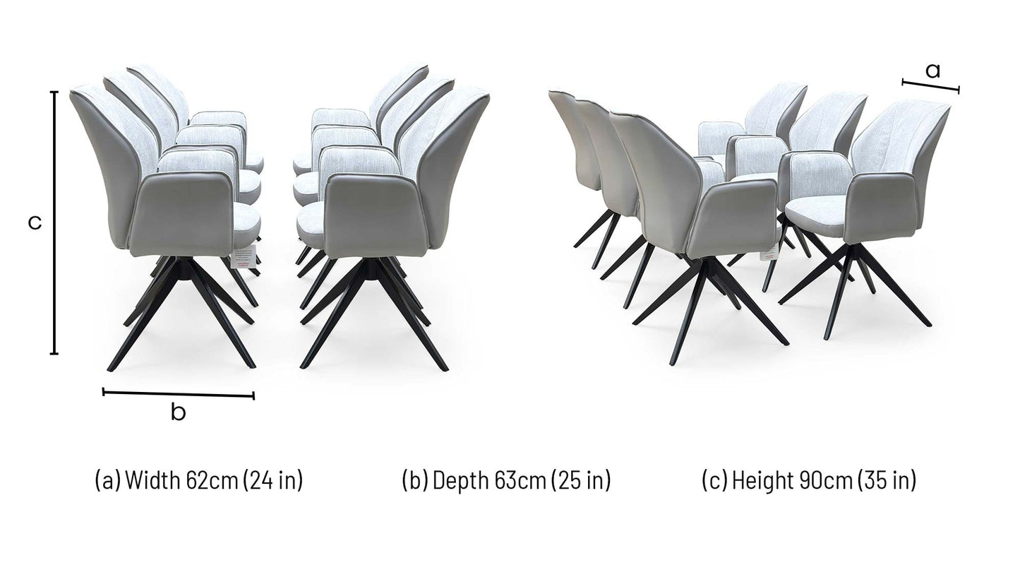 ‘Julio’ G5 Stone Grey Fabric Dining Arm Chairs - Set of 6