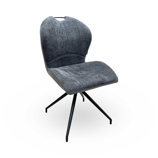 'Raul' Anthracite Grey Fabric Swivel Dining Chair Furniture Village
