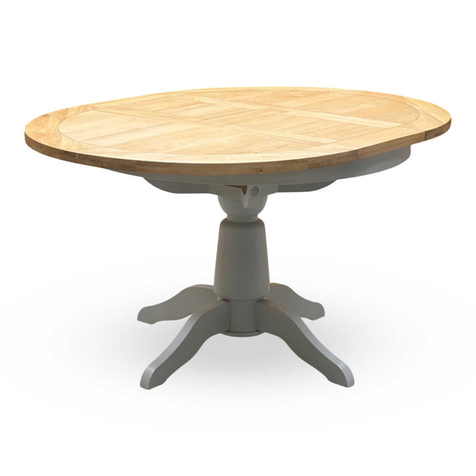 ‘Lewis’ Natural Oak Round Pedestal Butterfly Extending Dining Table Furniture Village