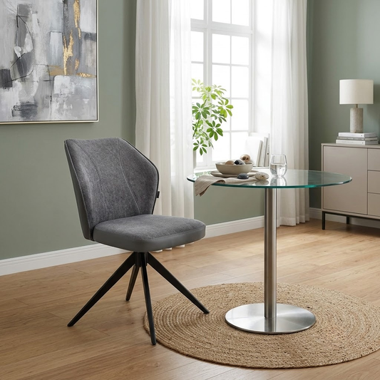 'Julio' G6 Anthracite Grey Fabric Swivel Dining Chair Furniture Village