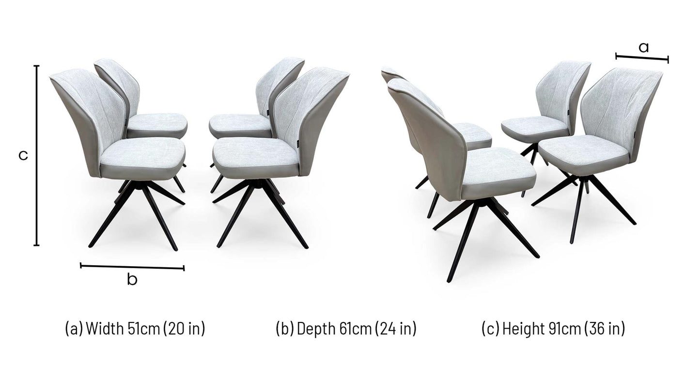 'Julio' G5 Stone Grey Fabric Set of 4 Swivel Dining Chairs Furniture Village