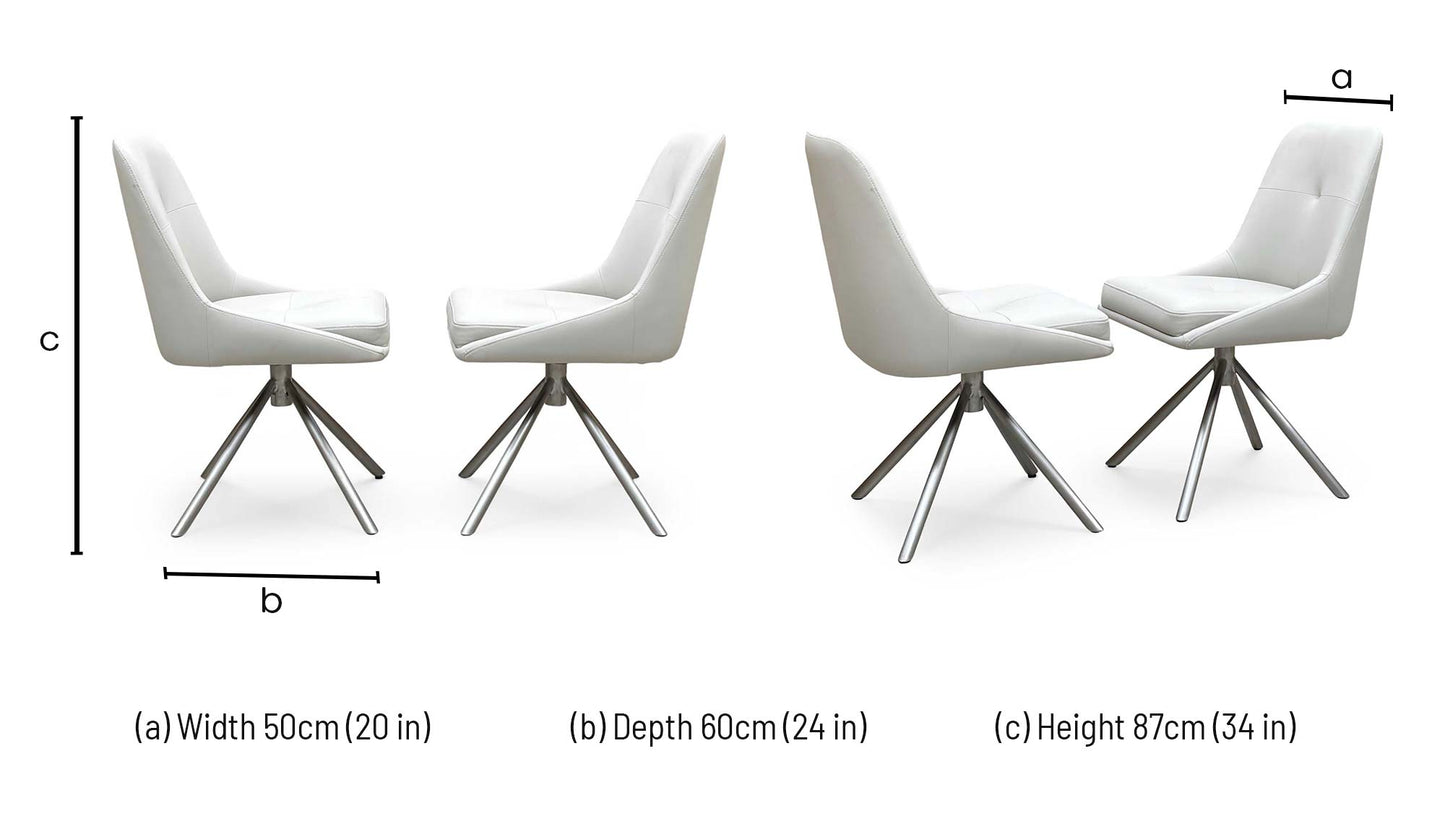 ‘Avorio' Neutral Faux Leather Set of 2 Swivel Dining Chairs Furniture Village