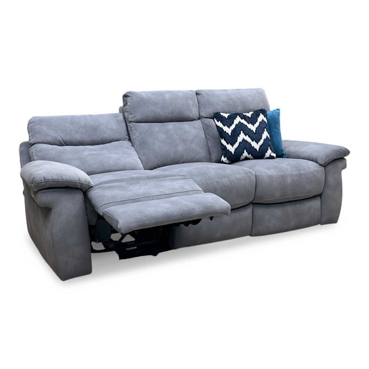 ‘Serene’ SFA-PEY-R12 Elephant Grey Fabric 3 Seater Power Recliner Sofa with Power Headrests and Power Lumbar Furniture Village
