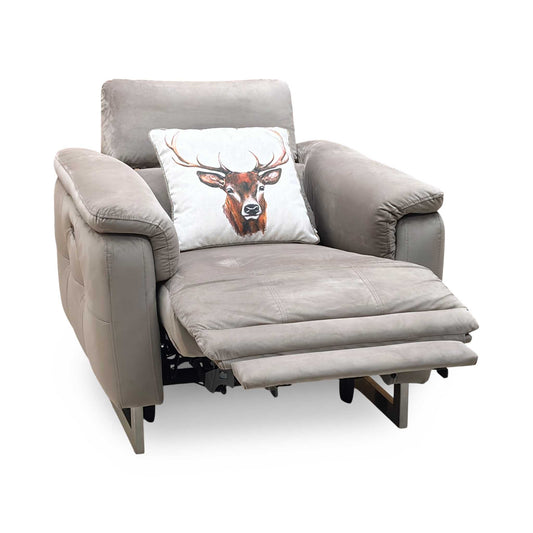 ‘Moet’ 51014 Opulence Cedar Fabric Power Recliner Chair with Telescopic Headrests Furniture Village