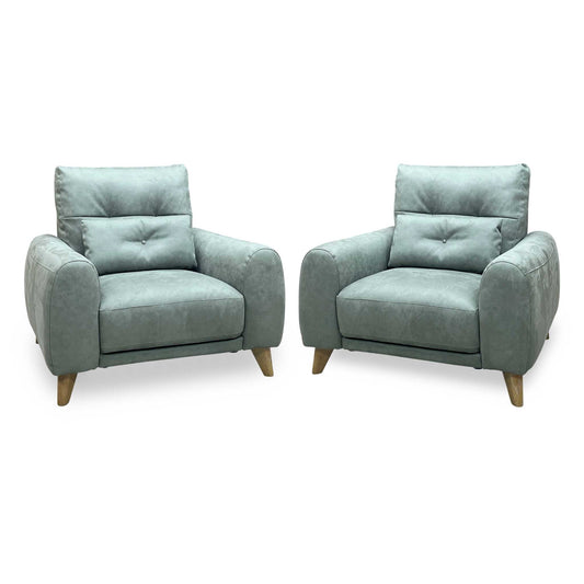 ‘Malmo’ Bfa-Ori-R12 Olive Green Suede Fabric Armchairs - Set of 2 Furniture Village
