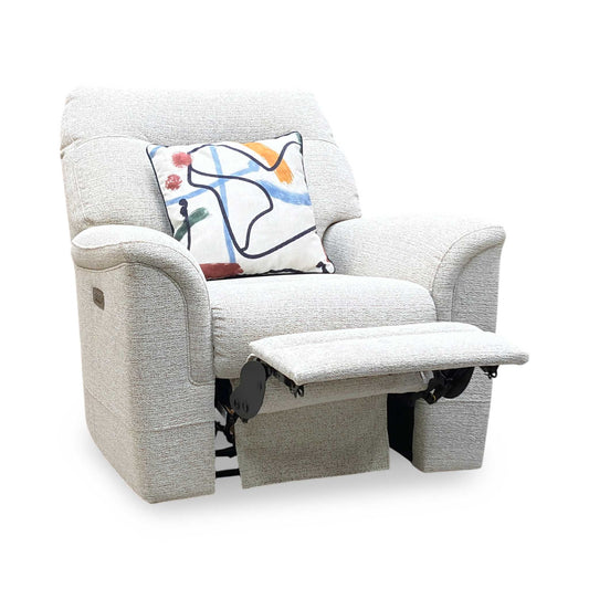 Parker Knoll ‘Hudson 23’ Caledonian Stone 001300-0055 Fabric Power Recliner Chair with Power Headrest and Power Lumbar Furniture Village