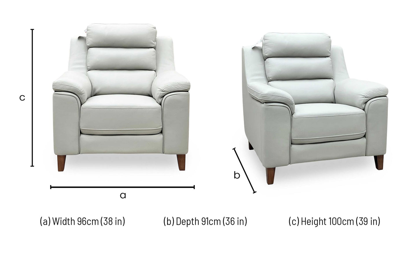 ‘Preston’ Pearl Grey Full Leather Armchair Thornbrook (a Joseph James brand)
