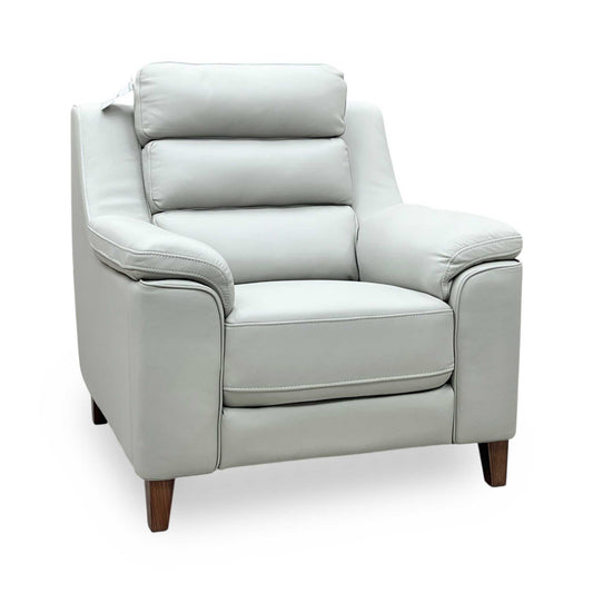 ‘Preston’ Pearl Grey Full Leather Armchair Thornbrook (a Joseph James brand)