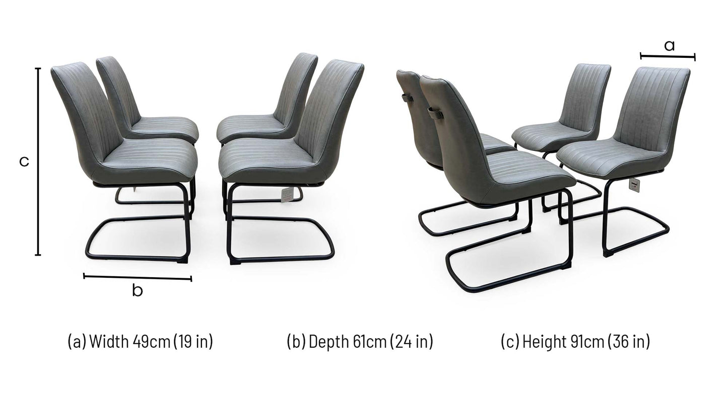 Bodahl 'Terra' Grey Leather Cantilever Dining Chairs - Set of 4 Furniture Village