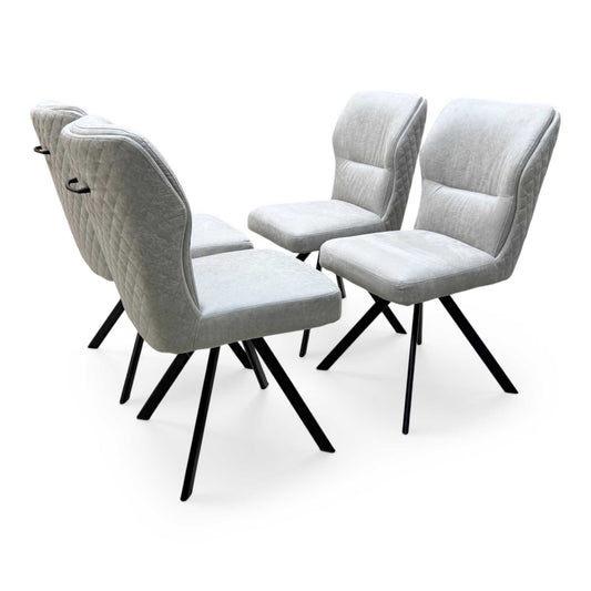 'Terra' Taupe Fabric Swivel Dining Chairs - Set of 4 Furniture Village