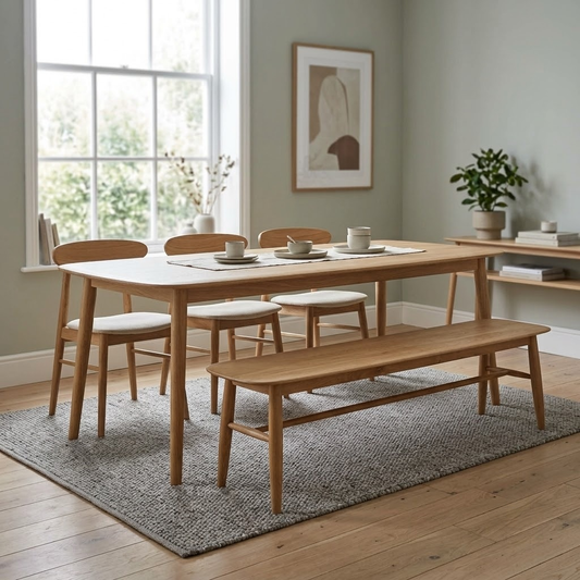 ‘Stockholm’ Light Oak Solid Oak Dining Bench Furniture Village