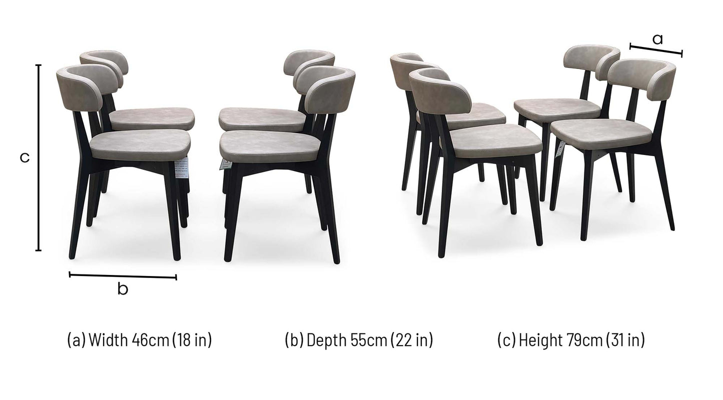 Connubia ‘Siren’ S0a-Vintage Desert Brown Faux Leather Graphite Wooden Leg Dining Chairs - Set of 4 Furniture Village