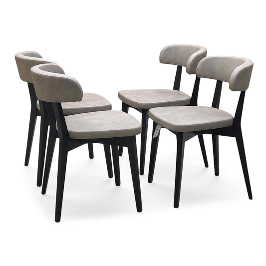 Connubia ‘Siren’ S0a-Vintage Desert Brown Faux Leather Graphite Wooden Leg Dining Chairs - Set of 4 Furniture Village