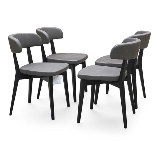 Connubia 'Siren' SOc-Vintage Ebony Brown Faux Leather Graphite Wooden Leg Dining Chairs - Set of 4 Furniture Village
