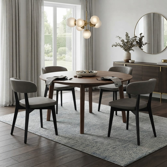 Connubia 'Siren' SOc-Vintage Ebony Brown Faux Leather Graphite Wooden Leg Dining Chairs - Set of 4 Furniture Village