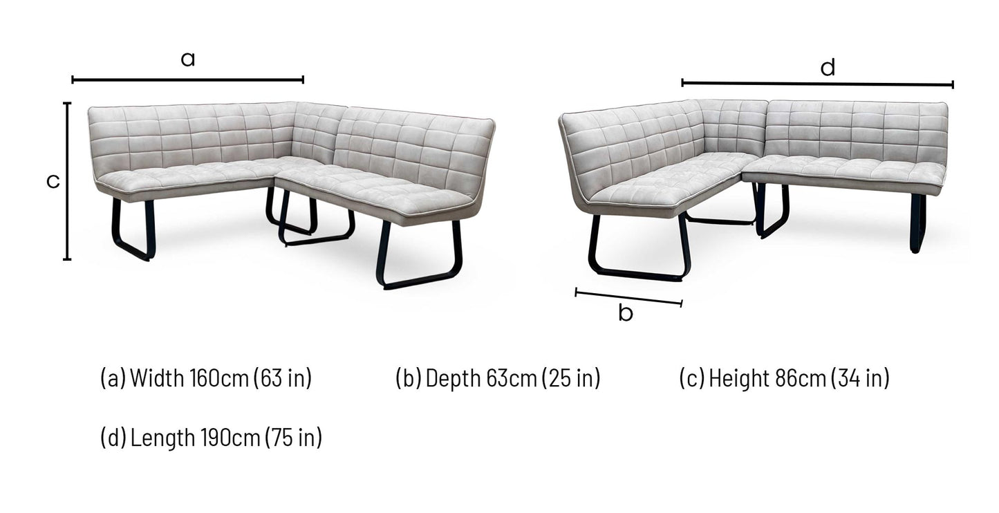 ‘Luno’ Taupe Faux Leather Left Hand Facing Corner Bench Furniture Village